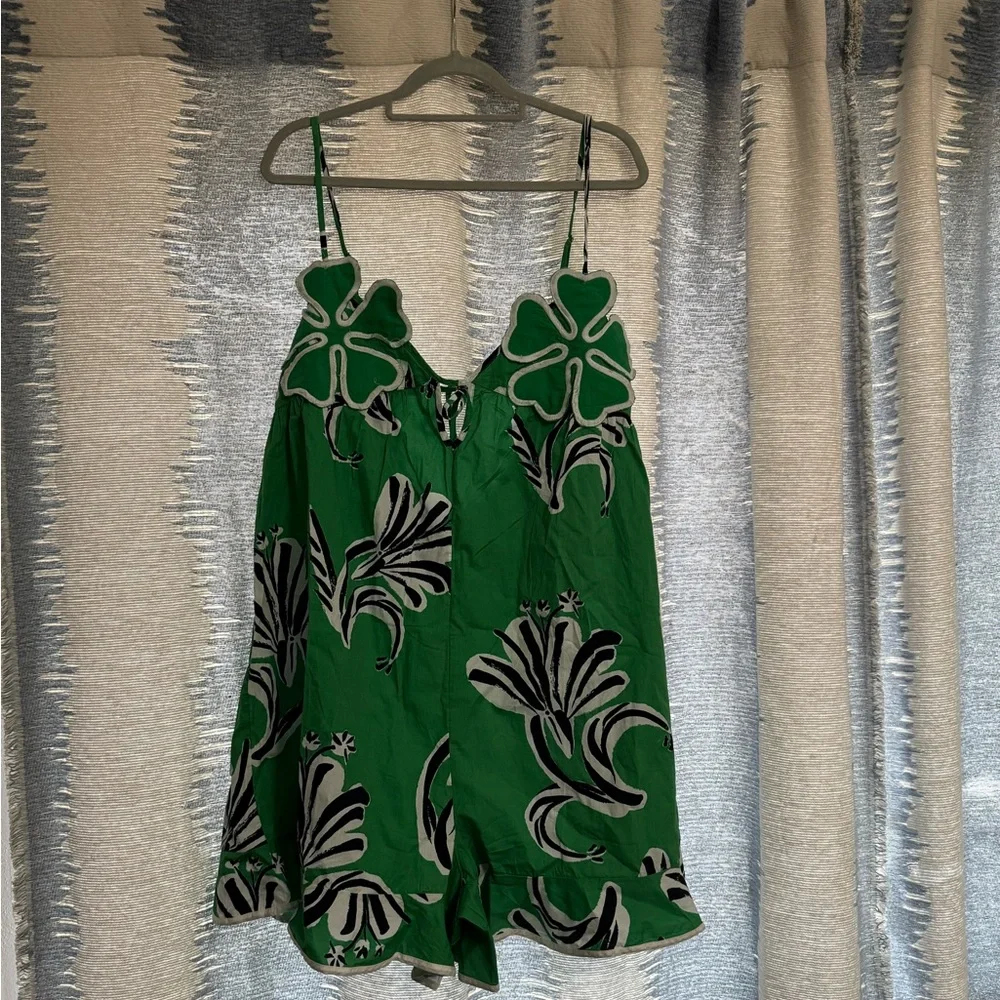Green Floral Spaghetti-Strap Jumpsuit - Picture 4 of 7